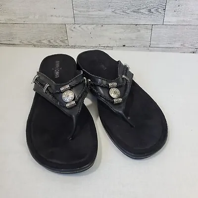 Minnetonka Silverthorne Sandals 700001 Slip On Thong Black Women's Size 9 • $15