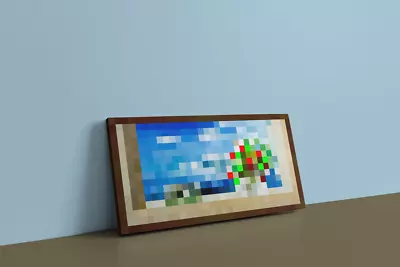 Minecraft Seaside Painting Printed Canvas 2x1 Blocks Creeper  Seaside  Art Print • £14.90