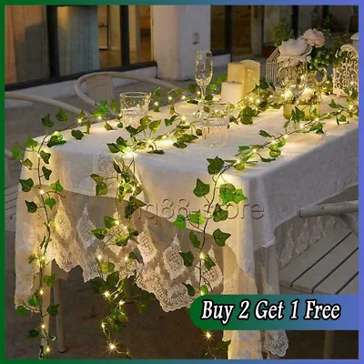 LED Solar Powered Ivy Fairy String Lights Garden Outdoor Leave Wall Fence Lights • £7.42