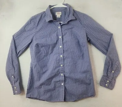 J. Crew Haberdashery Womens Small Purple Check Long Sleeve Button Up Shirt • $12.59