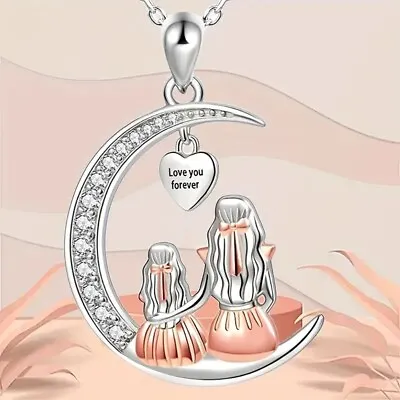 925 Sterling Silver Mother Daughter Love You Forever New Fashion Charms Necklace • $15.74
