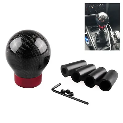 Universal Real Carbon Fiber Round Ball Shape Car Gear Shift Knob Shifter Lever • $16.45