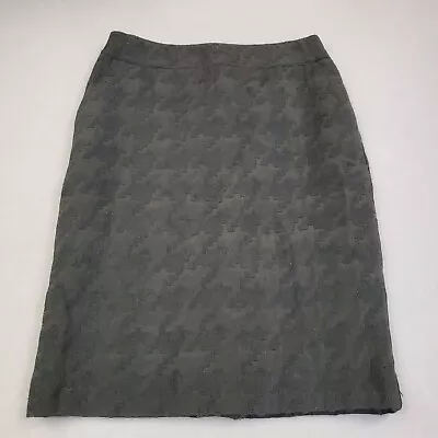 Merona Skirt Womens Size 2 Stretch Knee Length Houndstooth Textured Pocket Black • $11.24