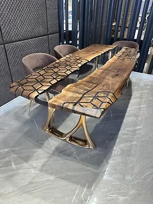 Resin Dining Table  Wood Dining TableCustom Wood Clear  Epoxy Resin DiningArt • $5500