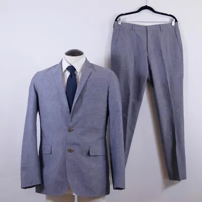 J.CREW Ludlow Blue Linen Cotton Somelos Slim Fit Unstructured SlimSuit 40L 32X32 • $179.97