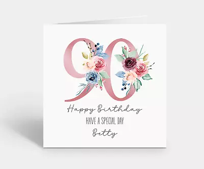 Personalised 90th Birthday Card - Card For Her - Mum Nan Auntie Grandma Sister • £3.79