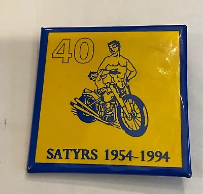 VINTAGE SATYRS GAY MOTORCYCLE CLUB 40th Anniversary Pin /  Large Badge • $27.39