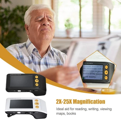 £58.82 • Buy Portable 3.5  Electronic Digital 2-25X Magnifier Foldable AV Reading η Aid R2Y0