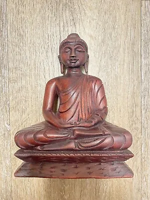 6.5 Inches  Wooden Meditating Buddha Statue Hand Carved • $35