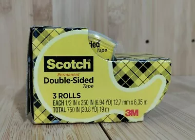 £11.74 • Buy Lot Of 2 Scotch 3pk Double Sided Tape 1/2  X 250 