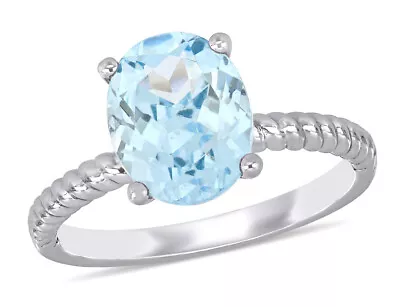 2.10 Carat (ctw) Light Aquamarine Oval Ring In 14K White Gold • $599