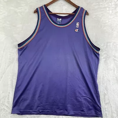 Vtg Jeff Hornacek Utah Jazz Jersey Champion Mens Size XL Purple Made USA !READ! • $89.97