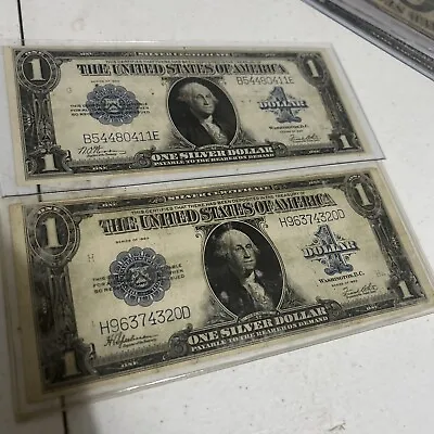 1923 $1 Silver Certificate George Washington Horse Blanket Vf? BETTER LOT OF 2 • $100