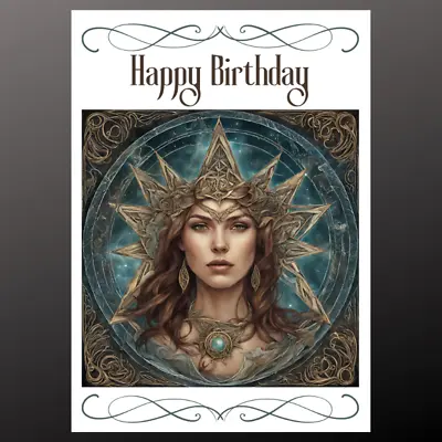 Happy Birthday Card Personalise Seeded Gothic Fantasy Goddess Wiccan Pagan • £2.99