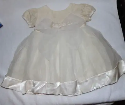 Little Mass Made In USA 12 Month Dress Ivory Silk Satin • $18