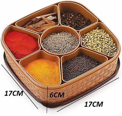 Indian 7 Spice Container Box Masala Dabba Box 700 Ml (Multicolour) • $19.94