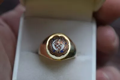 Vtg 14K Solid Gold Croatian Fraternal Union America Ring Size-10.5 Estate 10.8g  • $425