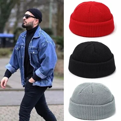 Warm Skullcap Men Beanie Knit Cuff Cap Fisherman Watch Daily Ski Hat Skully Wram • $10.99