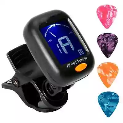 Guitar Clip-on LCD Tuner AT-101 For Chromatic Acoustic Electric Bass Ukulele • $19.35