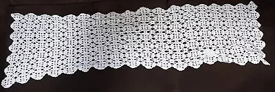 Vintage Hand Crocheted Rectangular White Doily/Dresser Scarf/Table Runner • $10