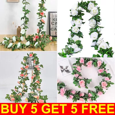 45 Flowers 8Ft Artificial Flower Rose Fake Hanging Garland Party Wedding Decor • £3.29