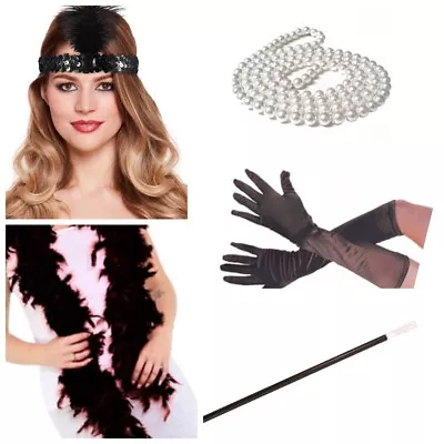 Ladies Gatsby 20s Flapper Fancy Dress Charleston Adults Teen Costume Accessories • £12.49