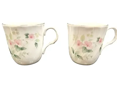 Two Wellington Sadler Bone China Tea Cups Floral Pink England Pair Spring Cup • £26.51