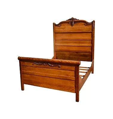 Antique Carved Oak High Back Late Victorian Full Size Bed • $698