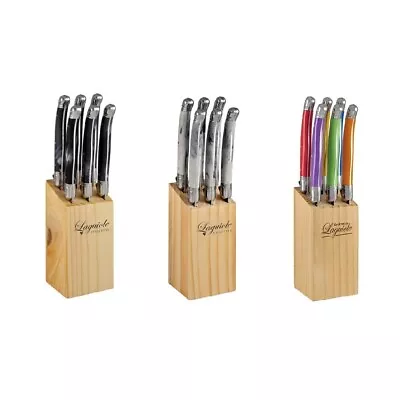 New Laguiole Etiquette 6 Piece Stainless Steel Steak Knife Set In Block • $43.96