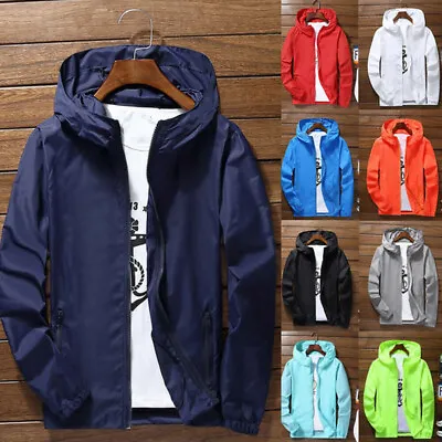 Women Men Zip Outwear Windbreaker Waterproof Jacket Rain Coat Hooded Breathable • $18.85