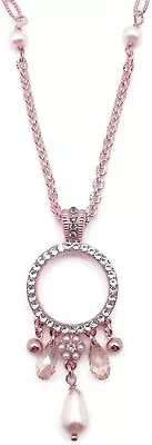 Mariana Earl Grey Rose Gold Pendant Round Clear With Golden Shadow Dangles M1132 • $156.10