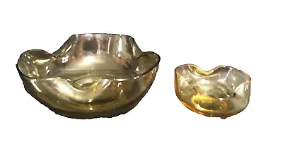 Vintage Anchor Hocking Amber Chip And Dip Bowls 2 Piece Set • $14.99