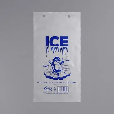 Wicketed Ice Bag Clear Print Durable Plastic Storage Dispensing 8 Lb. 1000 Case • $65.77