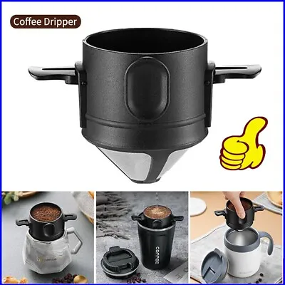 Stainless Steel Folding Coffee Filter Paperless Drip Coffee Holder Maker Dripper • £3.79