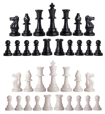 Staunton Triple Weighted Chess Pieces – Full Set 34 Black & White - 4 Queens   • $24.95