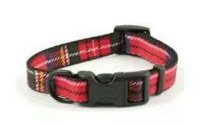 DOG COLLAR ANCOL RED TARTAN Quality. Washable. 3 Sizes. SPECIAL OFFER PRICE • £4.49