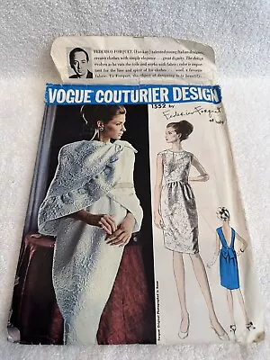 Vintage 1967 Vogue Couturier Design 1552 Federico Forquet Sewing Pattern UNCUT • $115