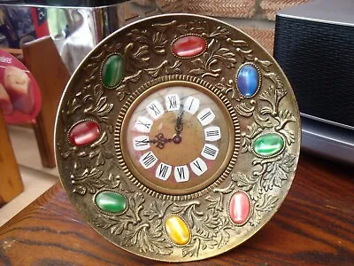 Brass Splendex German Mantle Clock With Jewel Effect ~ 1950s/60s/70s • £30