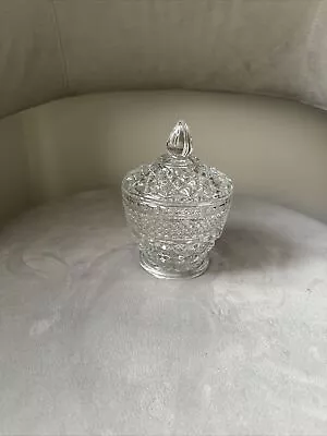 Vintage Anchor Hocking Wexford  Clear Glass Covered Sugar Dish With Lid • $9.99