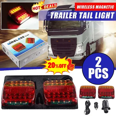 2PCS Wireless Magnetic LED Truck Tail Light Trailer Rear Lights Signal Warning. • $46.40