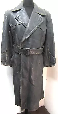 Vintage Ww2 German Wehrmacht Officer Leather Trench Coat Jacket Size M Needs Tlc • $122.08