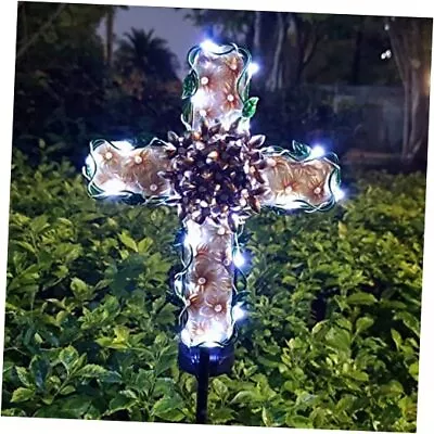 38inch Solar Cross Garden Lights Outdoor Decorative - Solar Metal&Glass Apricot • $42.36