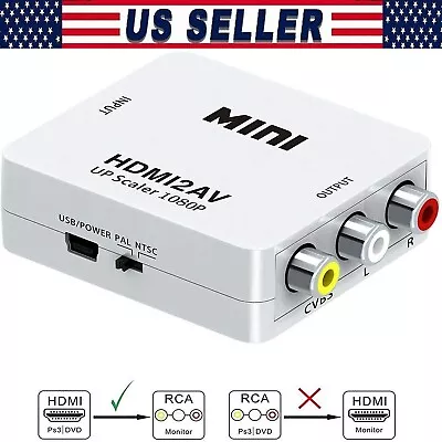 $7.45 • Buy 1080P HDMI To AV 3RCA CVBS Converter Composite AV Adapter With USB Cable