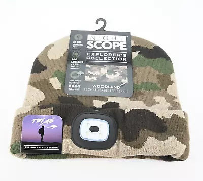 Night Scope Explorers Collection Woodland Camo Rechargeable LED Beanie One Size • $18.95