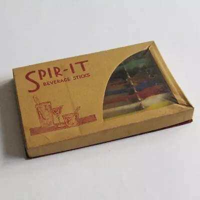 Vintage Spir-it Beverage Sticks Set Swizzles Drink Stirrers Original Box • $6.50