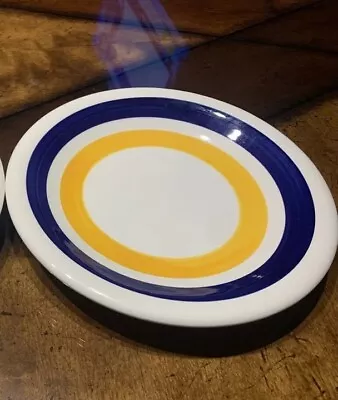 MAXAM Side Bread  Plate 8” Yellow/Blue Hand Painted  Made In ITALY • $9.99