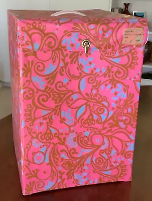 Vtg 1960s WIG STORAGE Box W/Wig FORm Pink Retro Flower Design Vinyl Carry Case • $27
