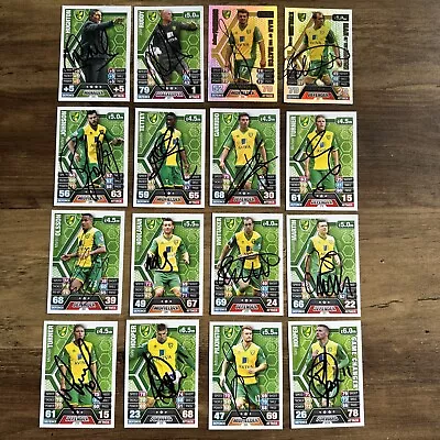Topps Match Attax 2015  16 Signed Norwich City F C Cards (AsPhoto) Free Postage • £25