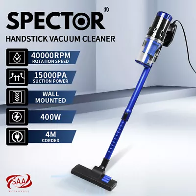 Spector Vacuum Cleaner Corded Stick Handheld Handstick Bagless Cae Vac 400W Blue • $62.99