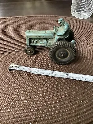 Vintage Auburn Rubber Toy Farm Tractor Blue Allstate Beat Up Primitive • $7.99